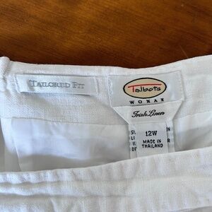 12W WHITE TALBOTS LINEN PANTS gorgeous